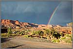 Rainbow over mountains.